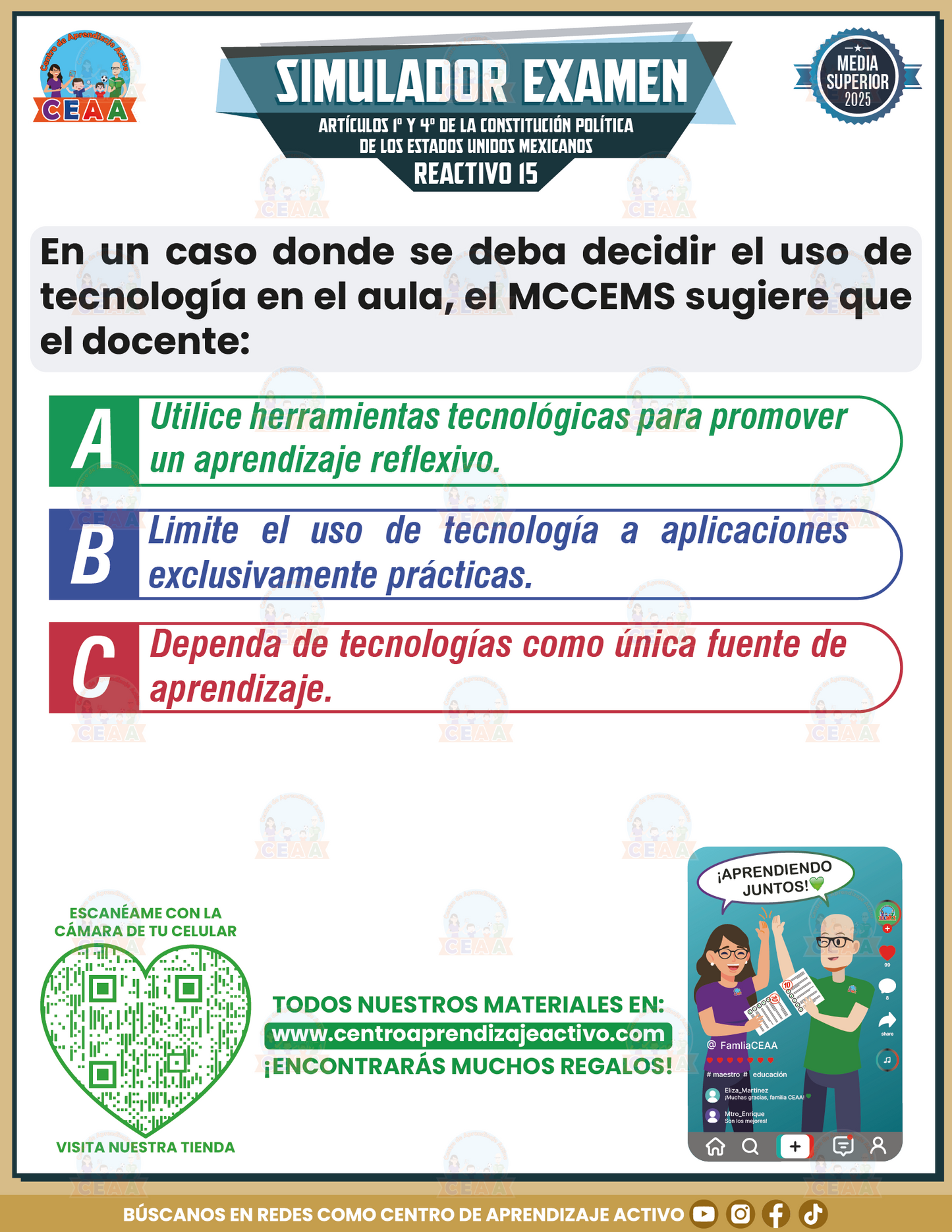 Simulador de Examen Rediseño del Marco Curricular Común de la Educación Media Superior (MCCEMS) - Media Superior