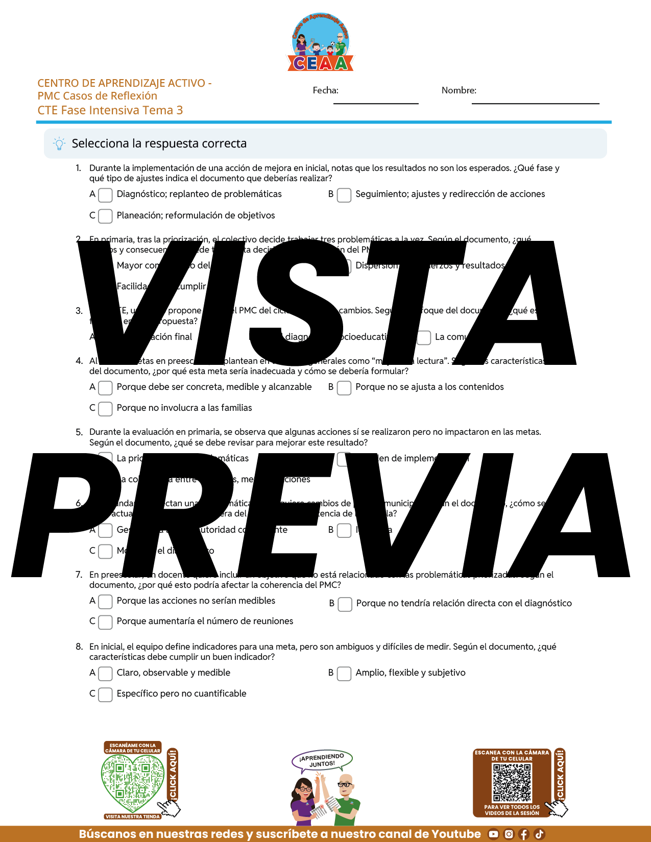 Juegos de Estudio para Imprimir CTE Fase Intensiva Tema 3 y 4 en PDF