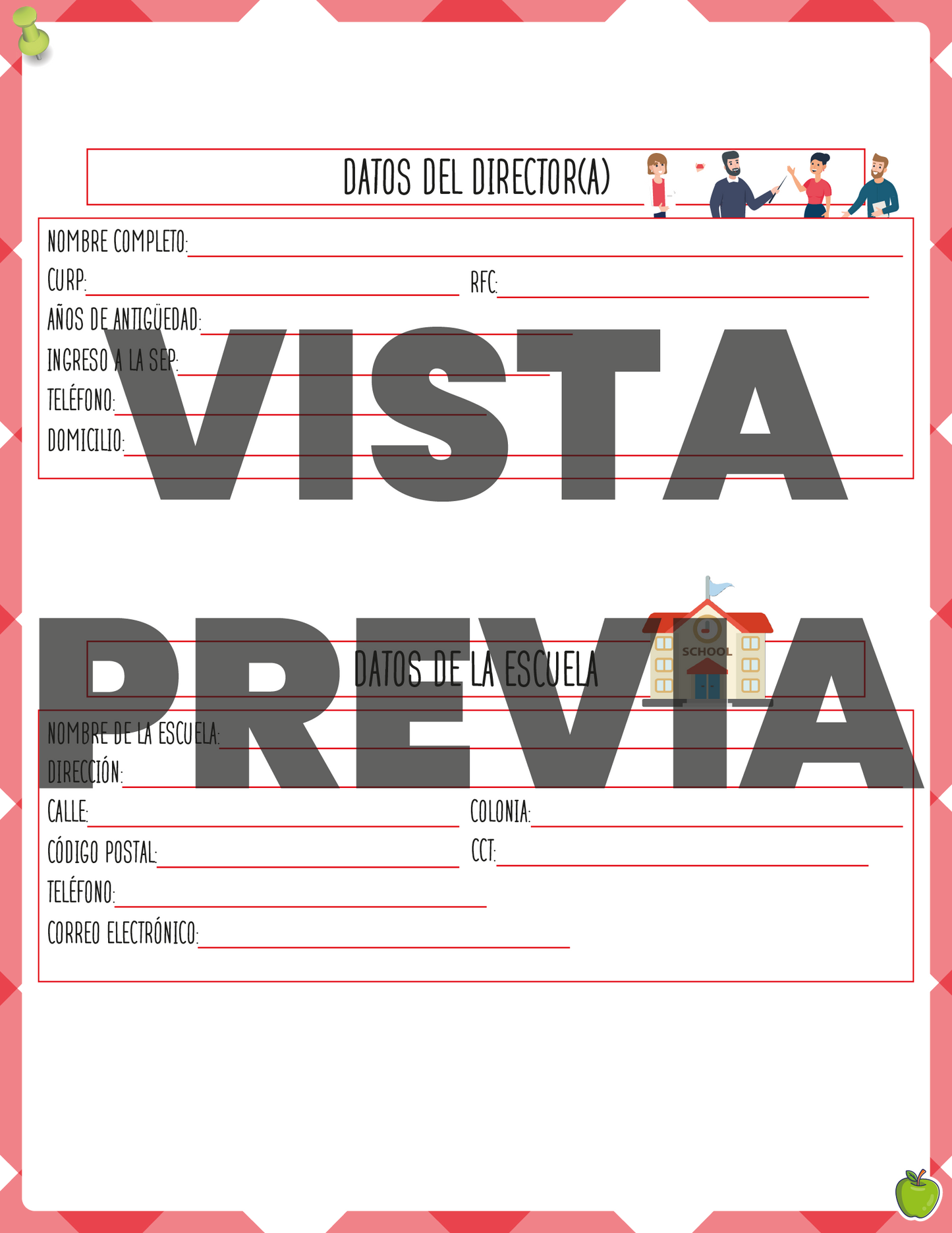 Agenda Roja DIRECTOR Secundaria Ciclo Escolar 2024 - 2025 en PDF