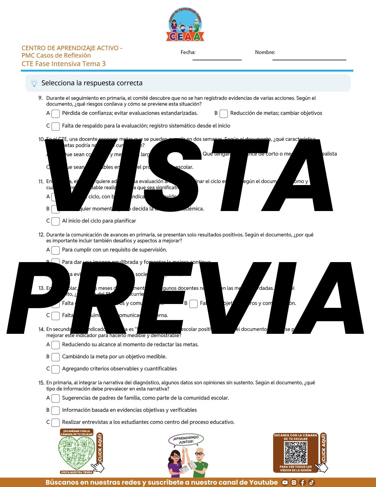 Juegos de Estudio para Imprimir CTE Fase Intensiva Tema 3 y 4 en PDF