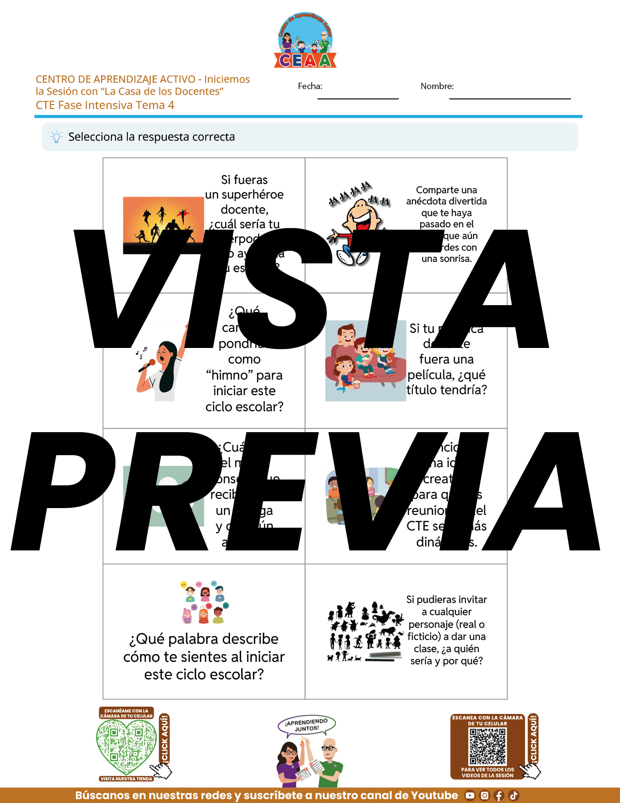 Juegos de Estudio para Imprimir CTE Fase Intensiva Tema 3 y 4 en PDF
