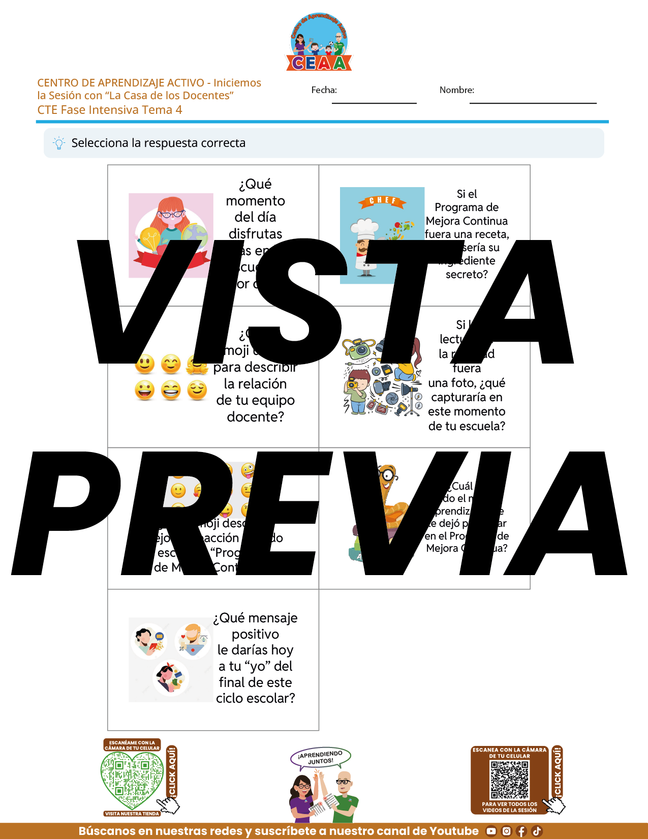 Juegos de Estudio para Imprimir CTE Fase Intensiva Tema 3 y 4 en PDF