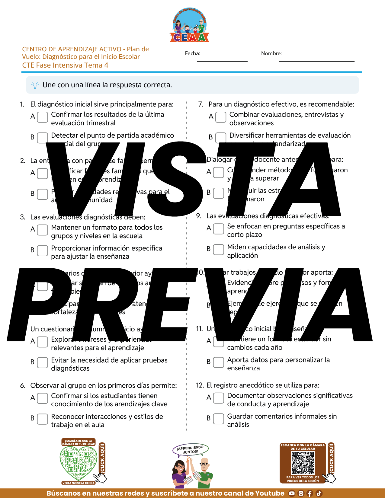 Juegos de Estudio para Imprimir CTE Fase Intensiva Tema 3 y 4 en PDF