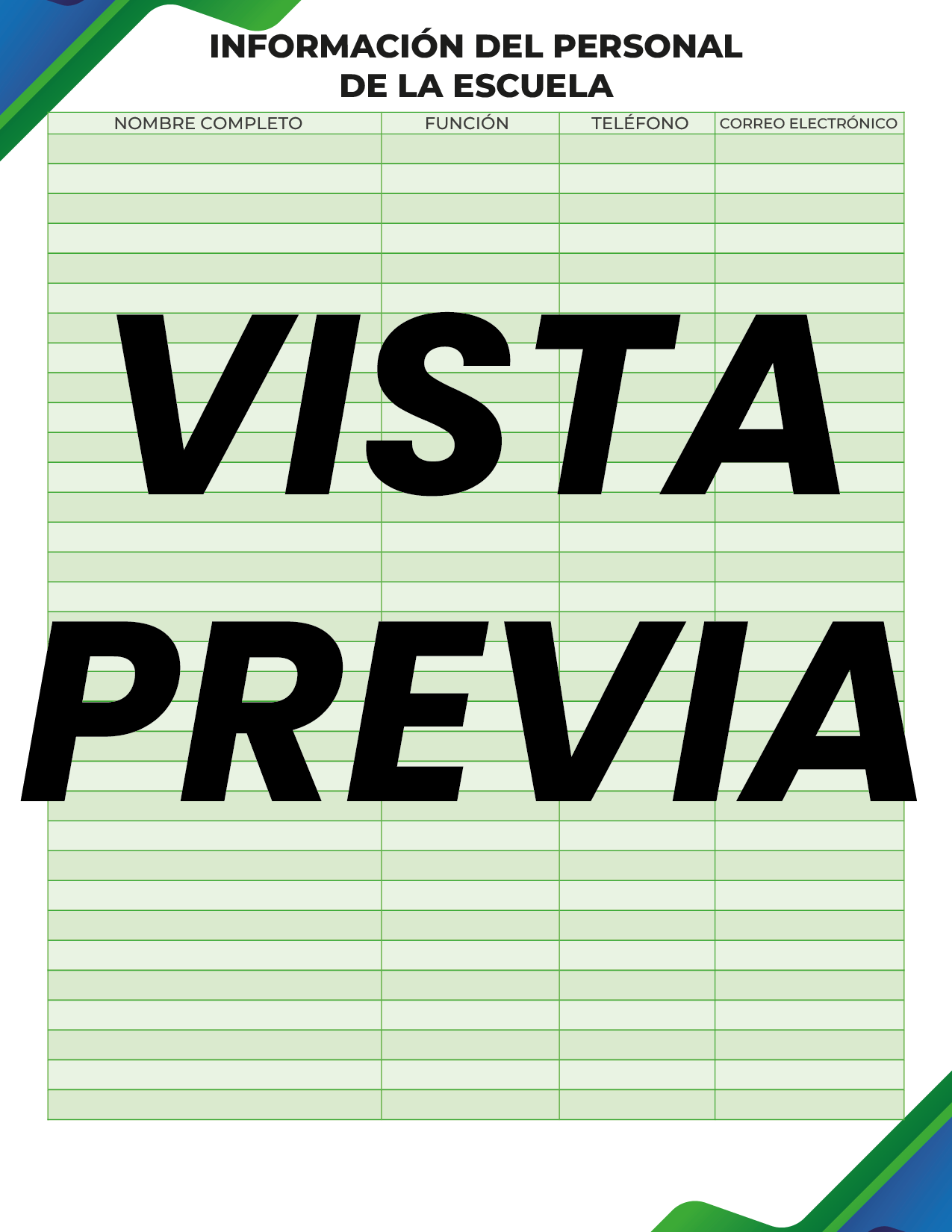 Agenda Formal Verde-azul MAESTRO Preescolar
