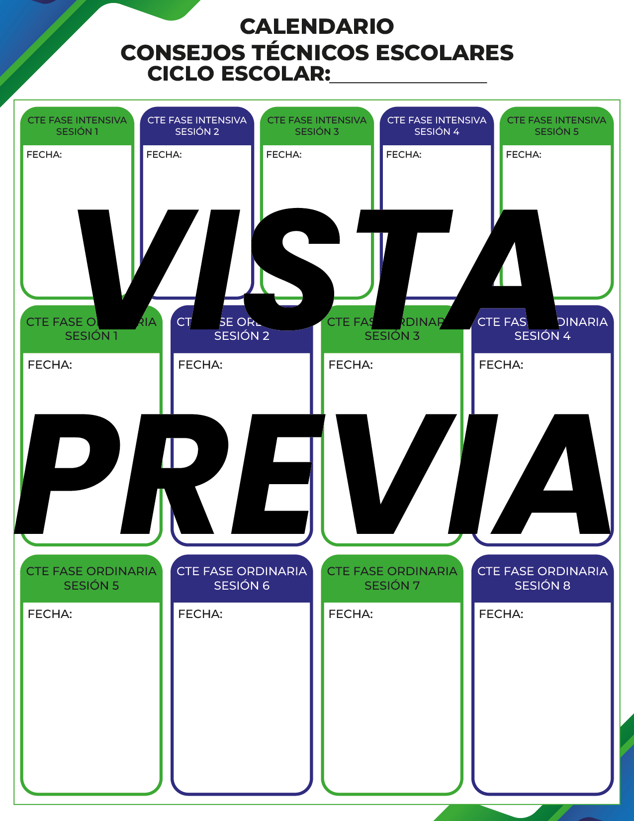 Agenda Formal Verde-azul MAESTRO Preescolar
