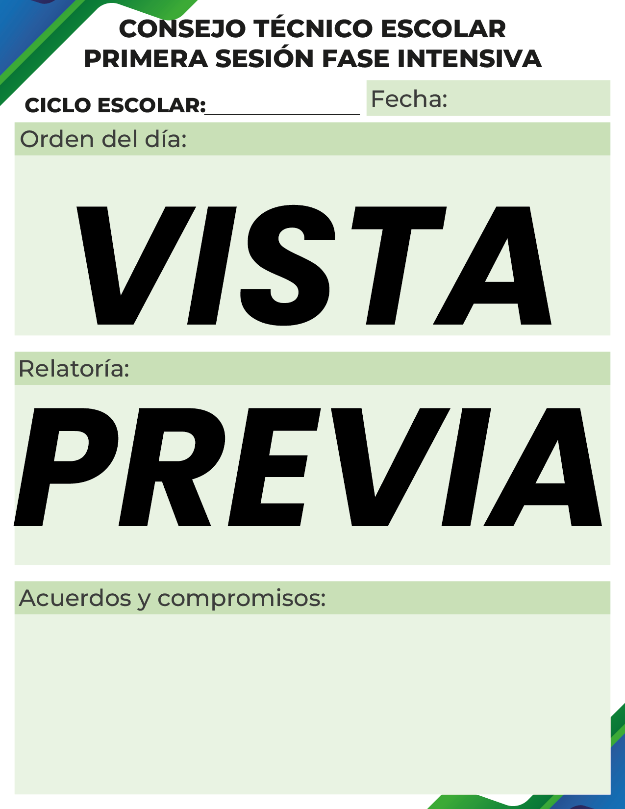 Agenda Formal Verde-azul MAESTRO Preescolar