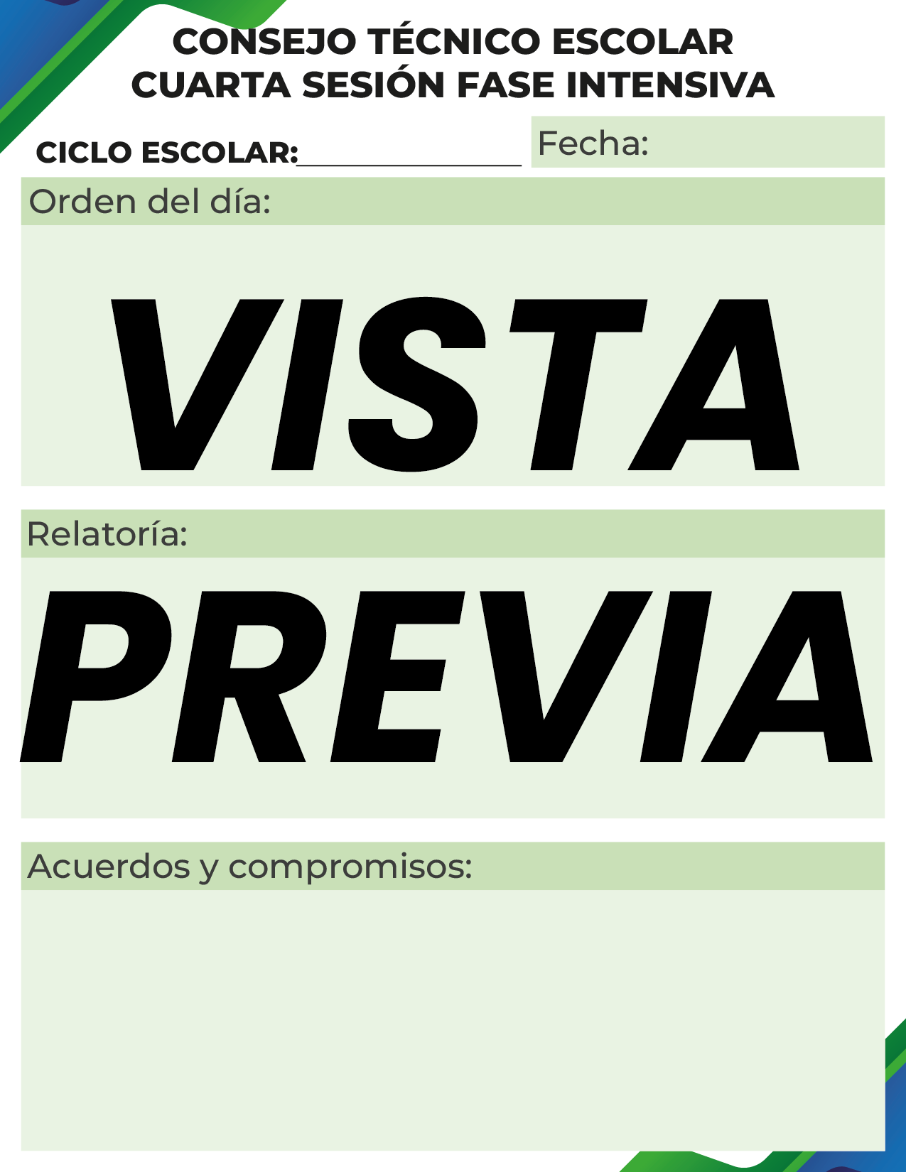 Agenda Formal Verde-azul MAESTRO Preescolar