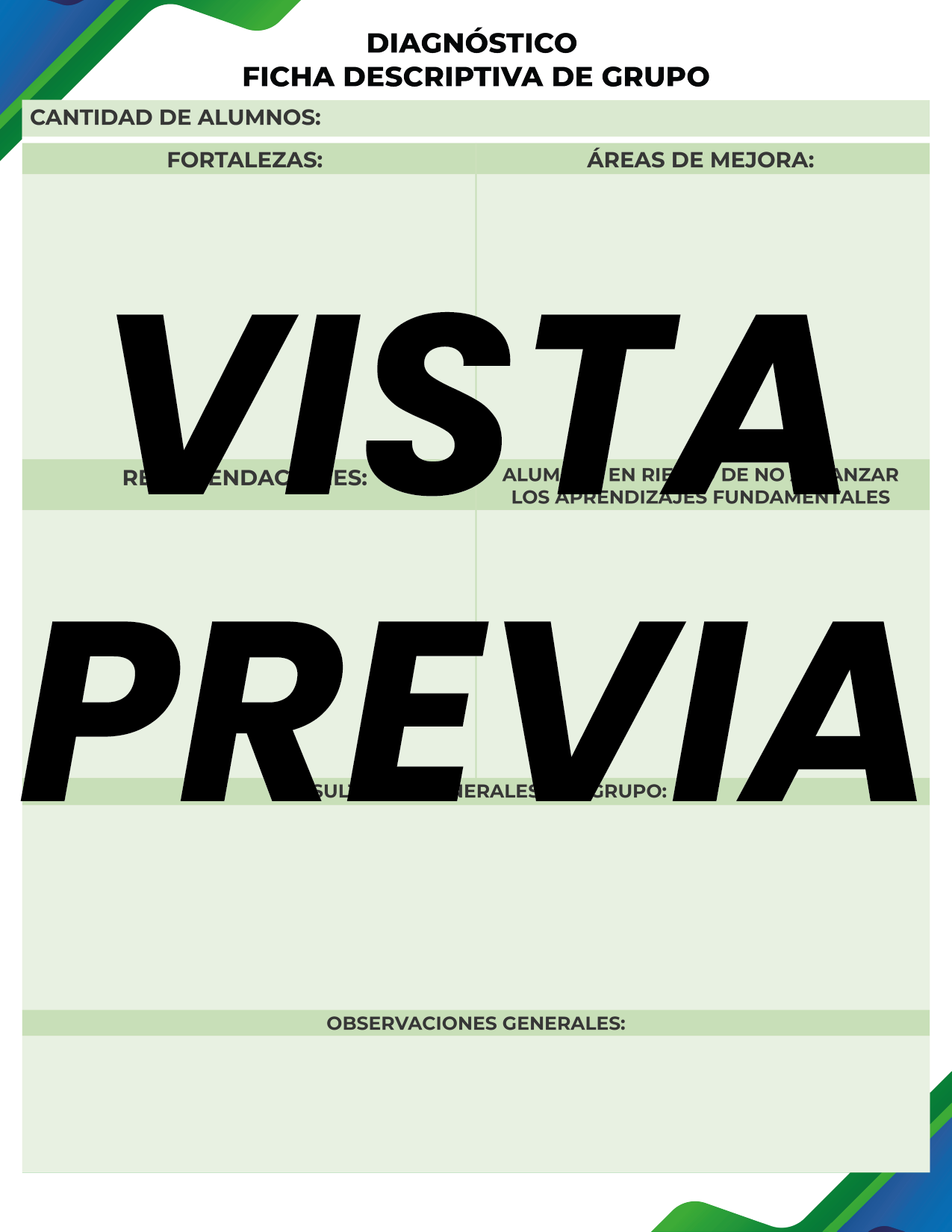 Agenda Formal Verde-azul MAESTRO Preescolar