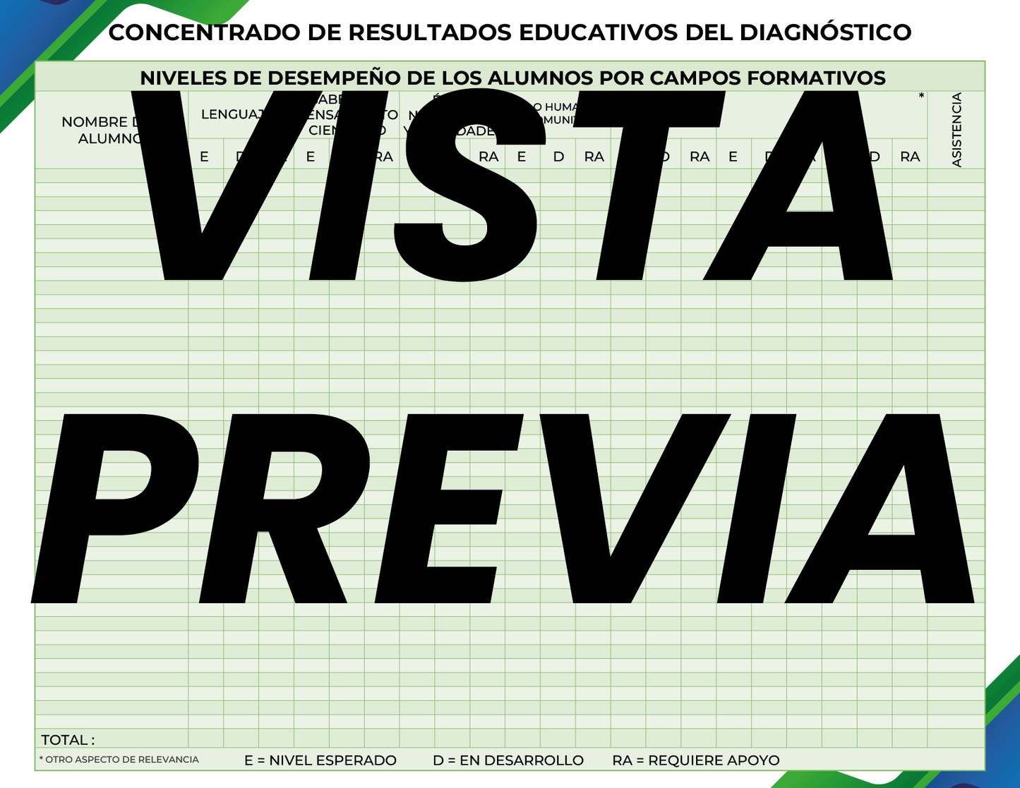 Agenda Formal Verde-azul MAESTRO Preescolar