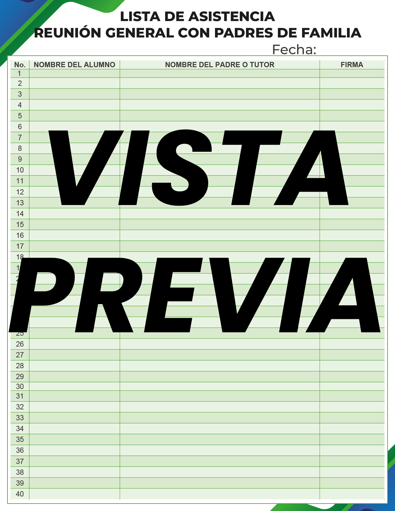 Agenda Formal Verde-azul MAESTRO Preescolar