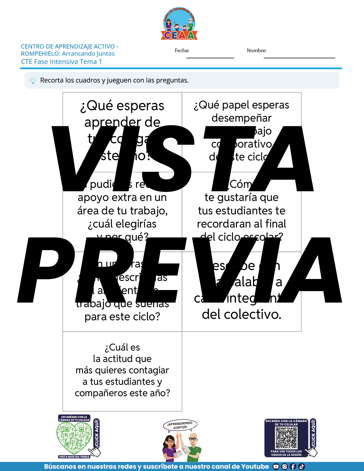 Juegos de Estudio para Imprimir CTE Fase Intensiva Tema 1 y 2 en PDF
