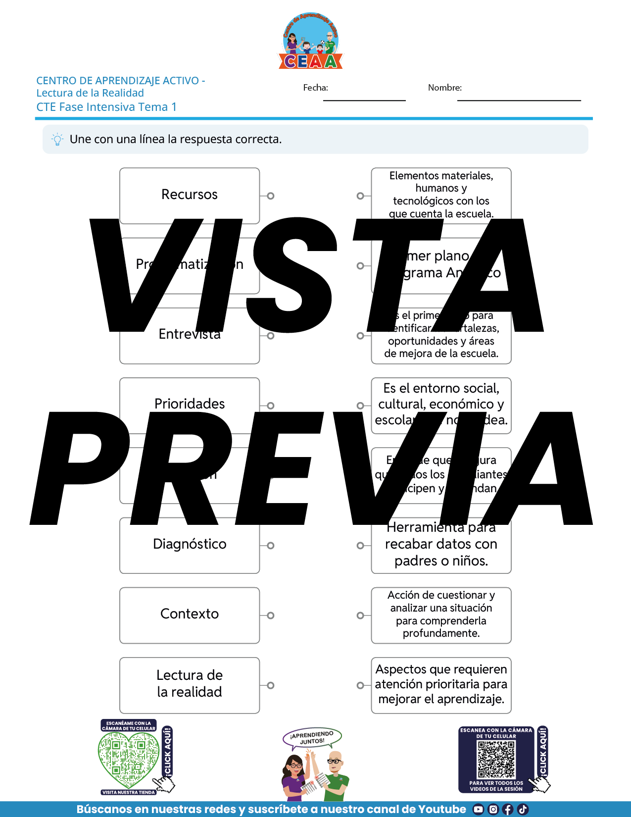 Juegos de Estudio para Imprimir CTE Fase Intensiva Tema 1 y 2 en PDF