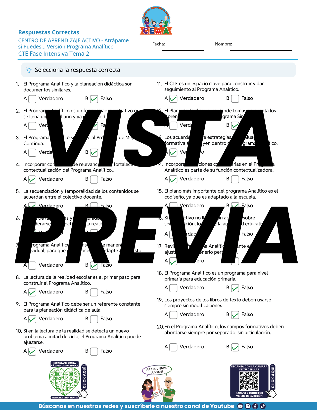 Juegos de Estudio para Imprimir CTE Fase Intensiva Tema 1 y 2 en PDF