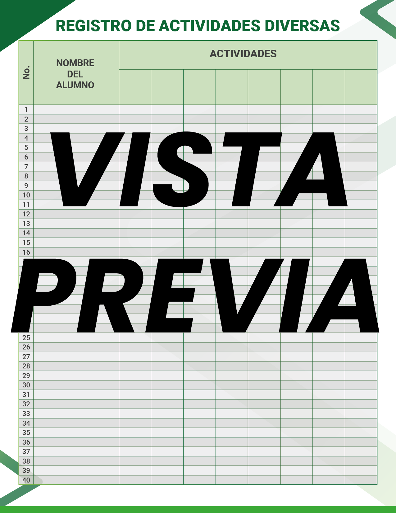 Agenda Formal Verde DIRECTOR Preescolar