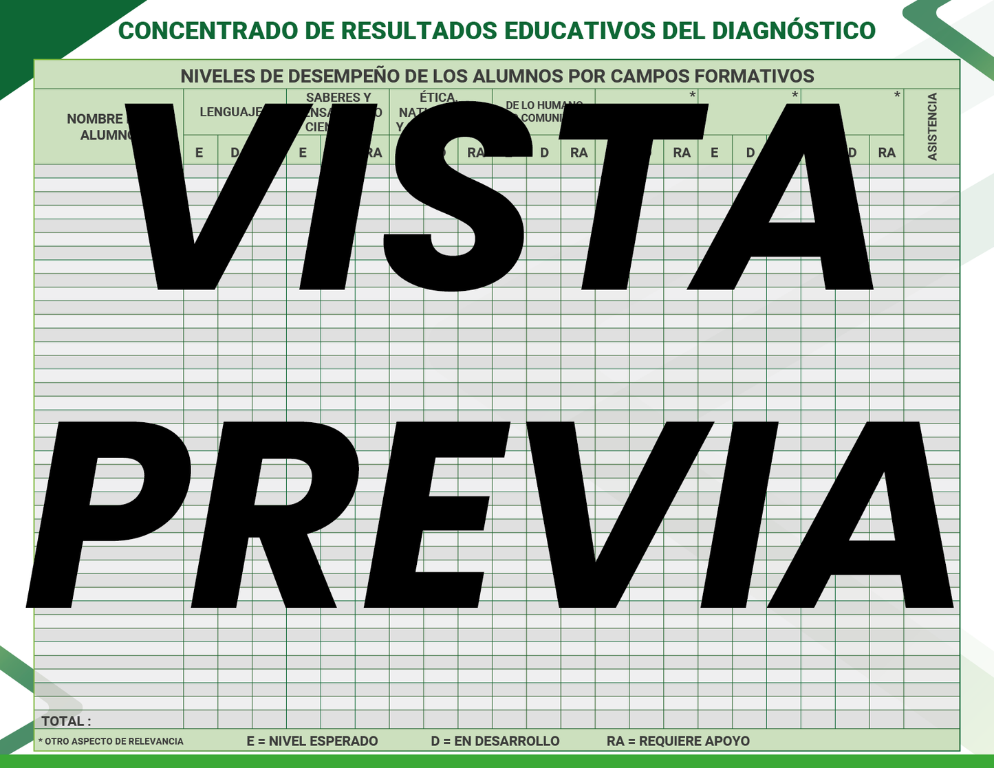 Agenda Formal Verde DIRECTOR Preescolar