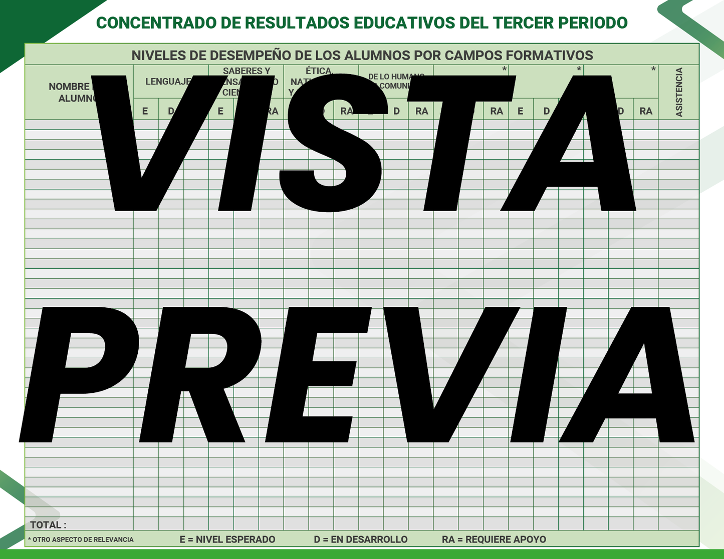 Agenda Formal Verde DIRECTOR Preescolar