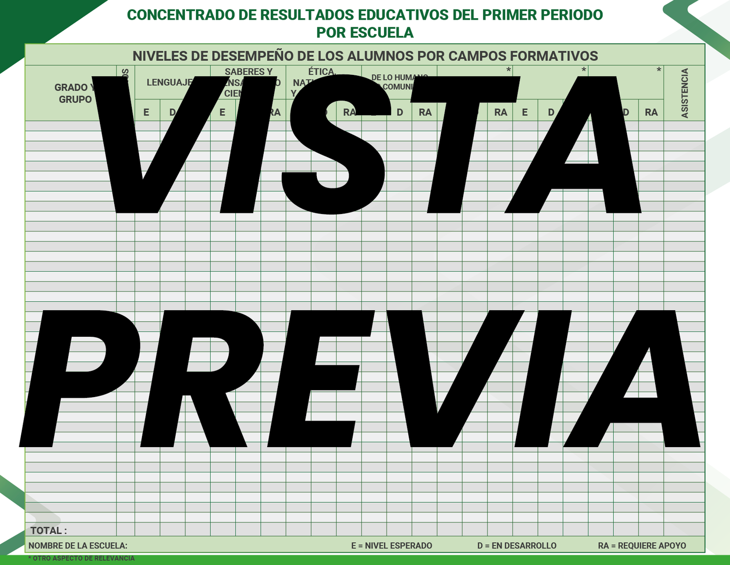 Agenda Formal Verde DIRECTOR Preescolar
