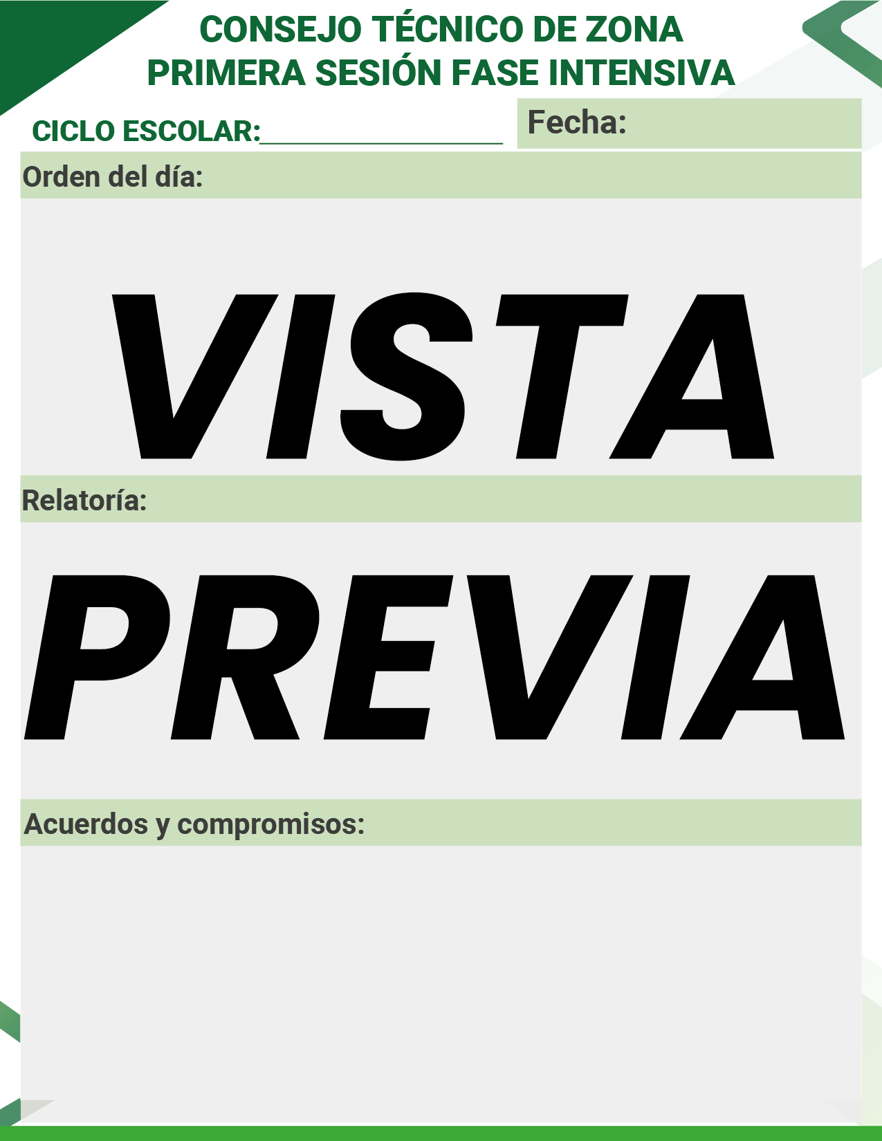 Agenda Formal Verde DIRECTOR Preescolar