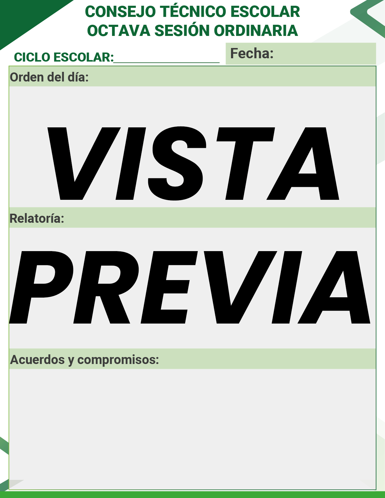 Agenda Formal Verde SUPERVISOR Primaria