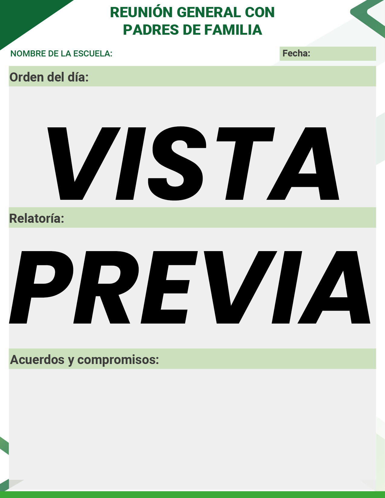 Agenda Formal Verde SUPERVISOR Primaria