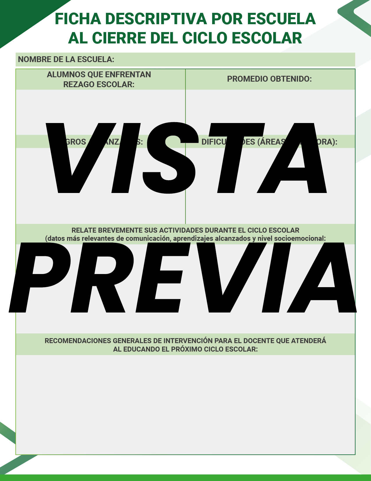 Agenda Formal Verde SUPERVISOR Primaria