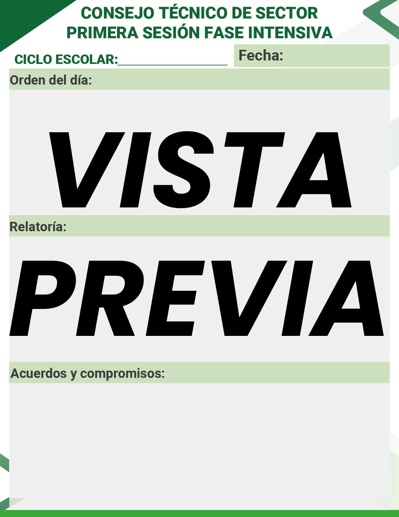 Agenda Formal Verde SUPERVISOR Primaria