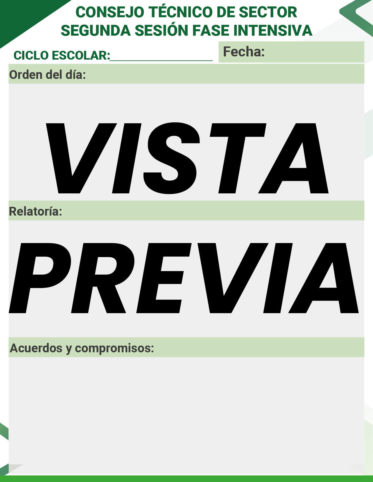 Agenda Formal Verde SUPERVISOR Primaria