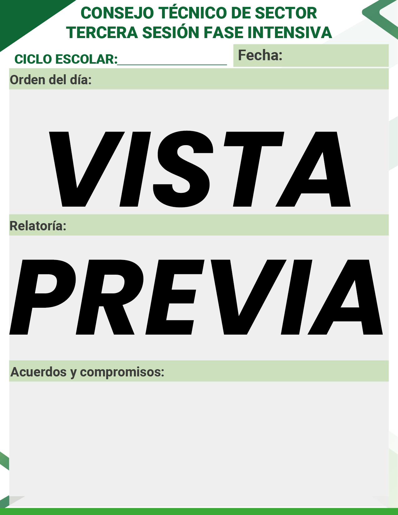 Agenda Formal Verde SUPERVISOR Primaria