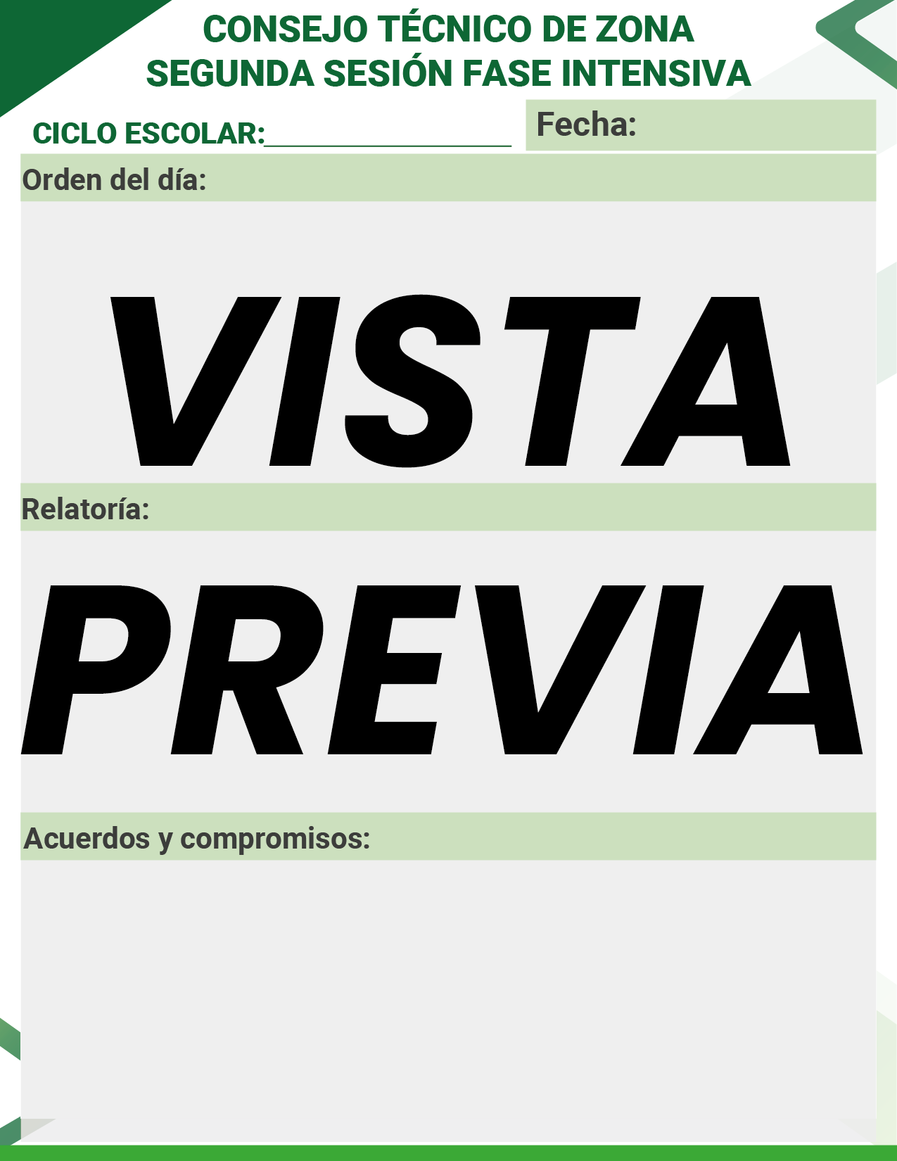 Agenda Formal Verde SUPERVISOR Primaria