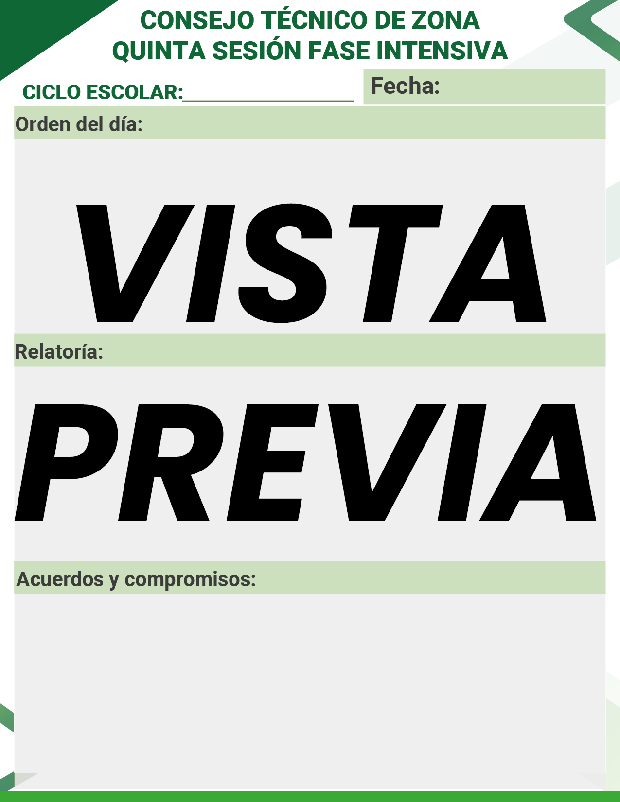 Agenda Formal Verde SUPERVISOR Primaria