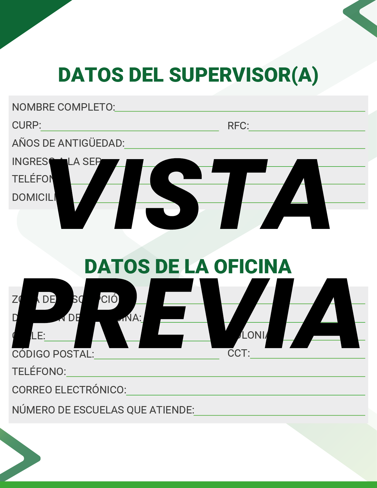Agenda Formal Verde SUPERVISOR Preescolar