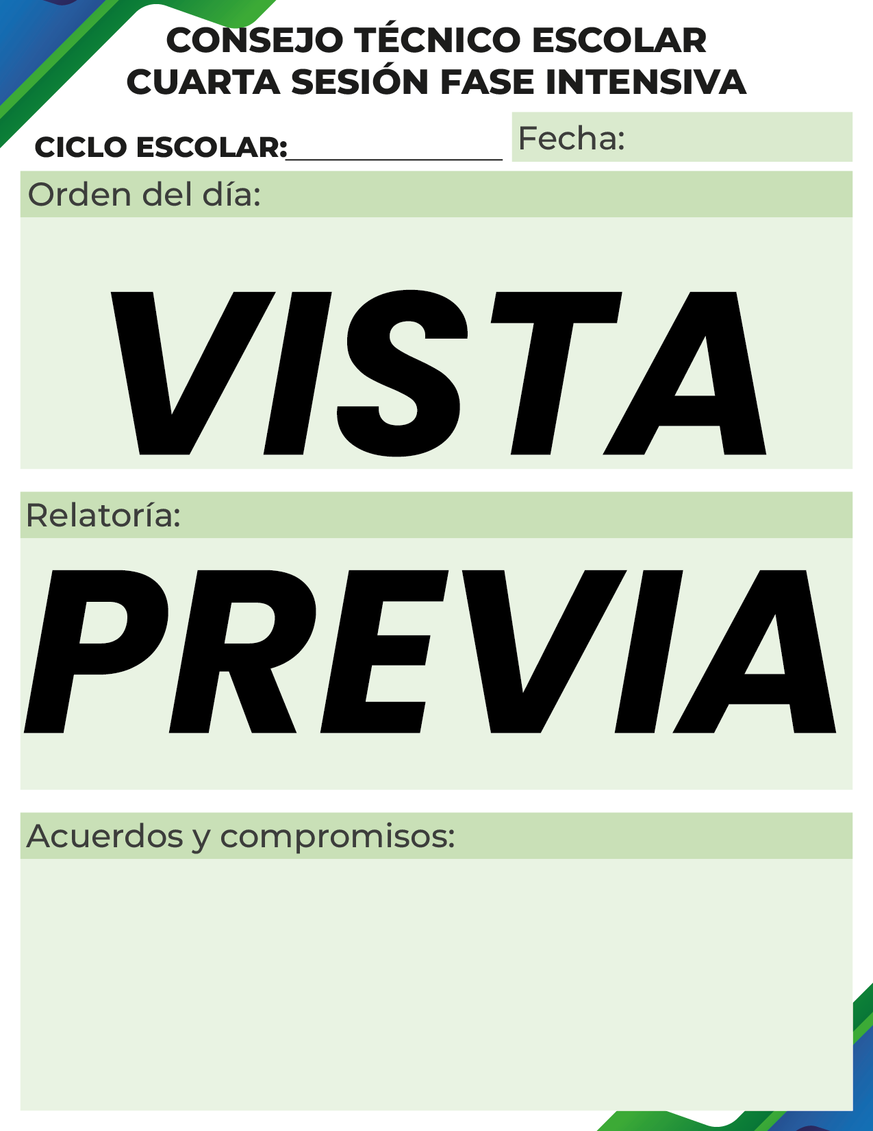 Agenda Formal Verde-azul MAESTRO Secundaria