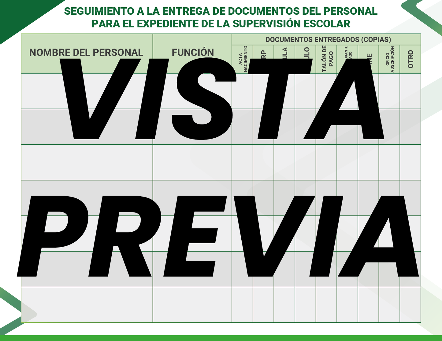 Agenda Formal Verde SUPERVISOR Preescolar