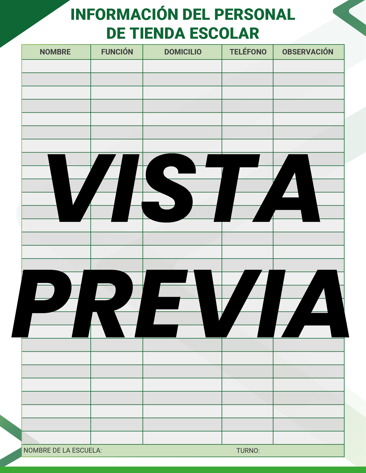 Agenda Formal Verde SUPERVISOR Preescolar