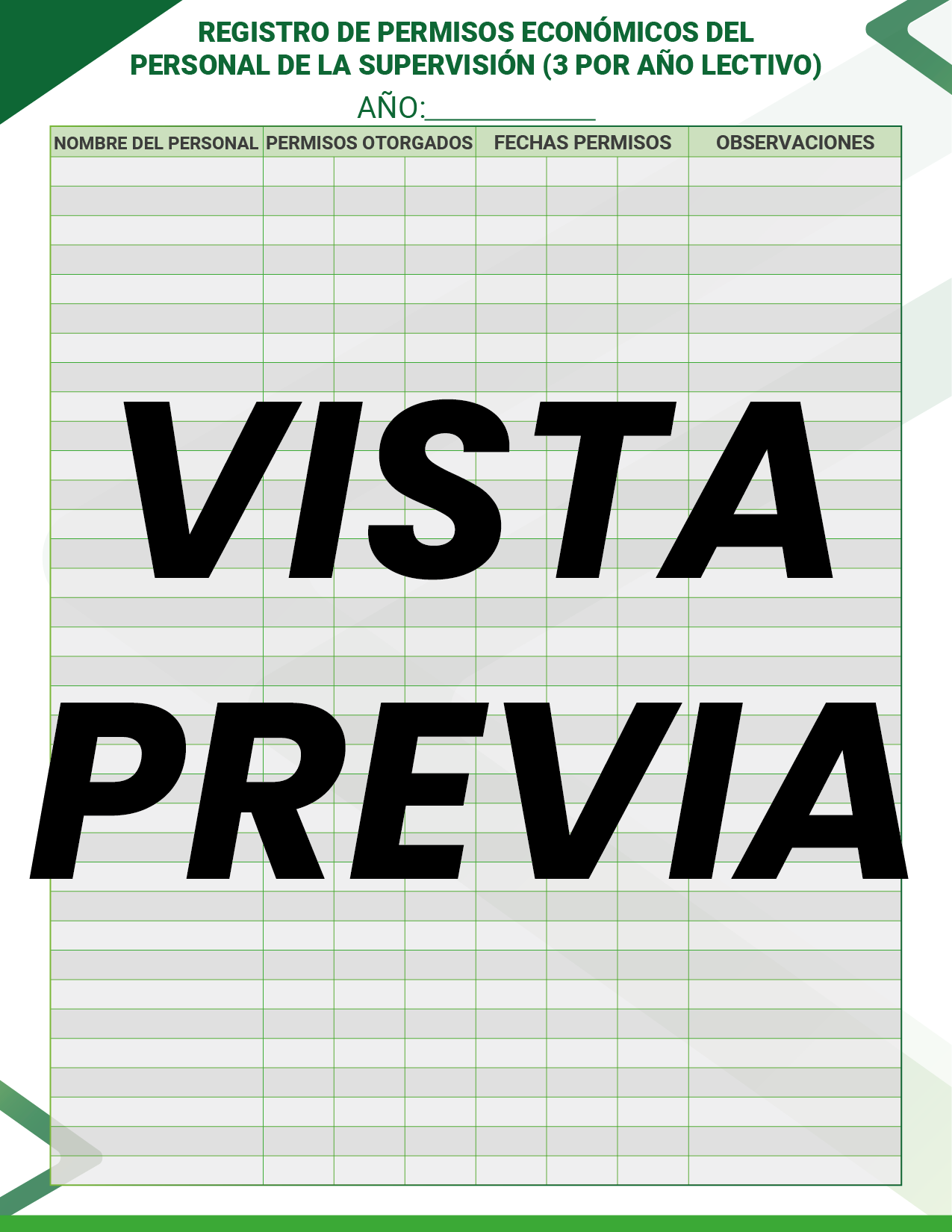 Agenda Formal Verde SUPERVISOR Preescolar