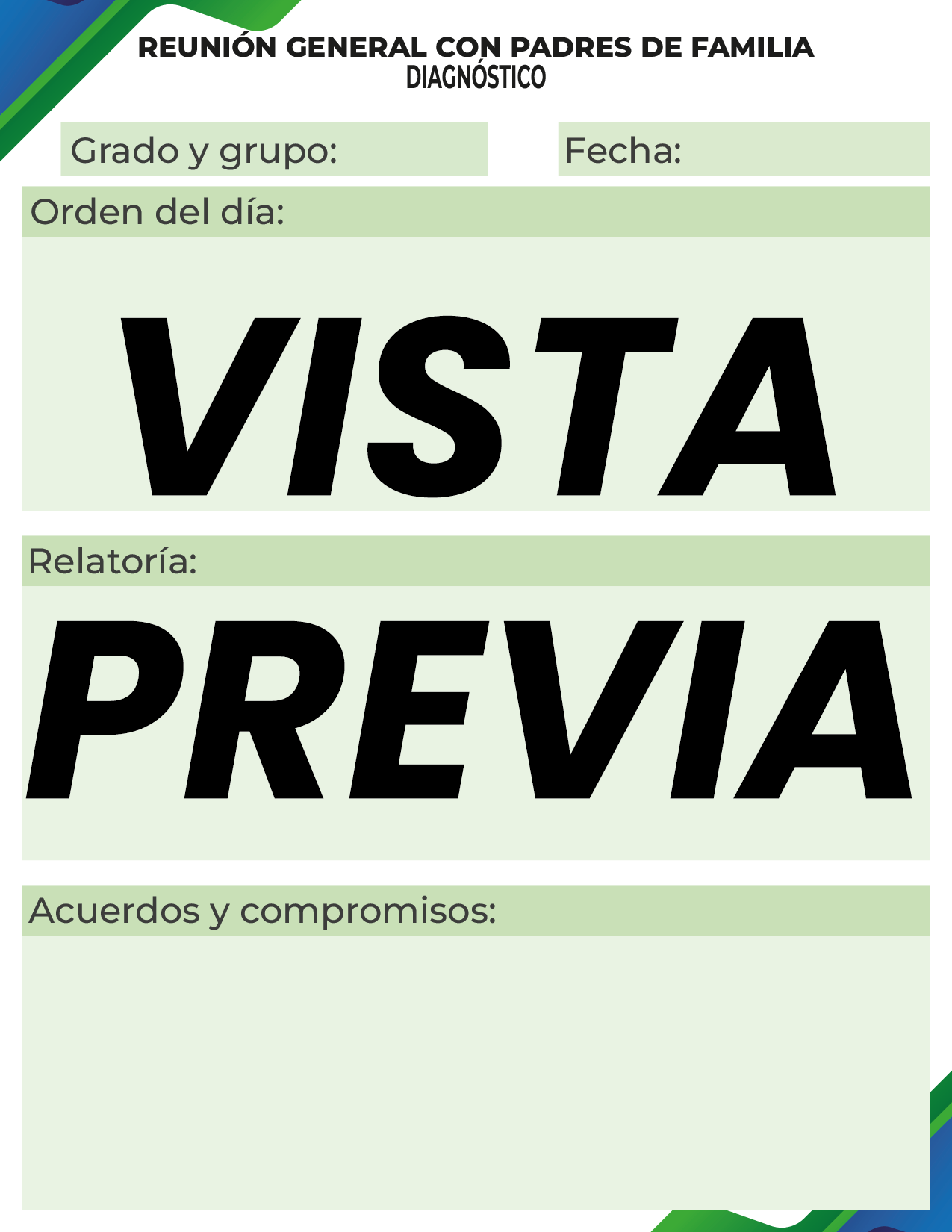 Agenda Formal Verde-azul MAESTRO Secundaria