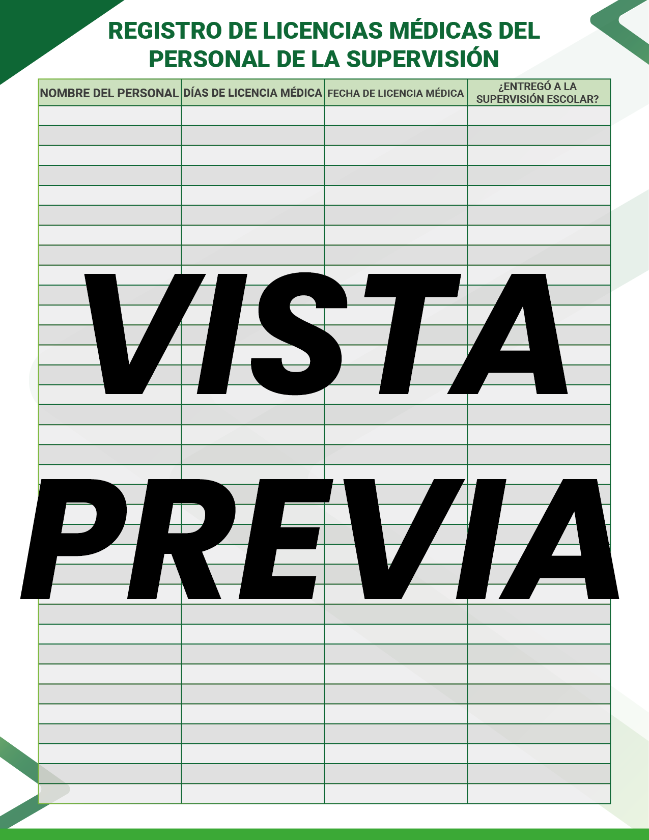 Agenda Formal Verde SUPERVISOR Preescolar
