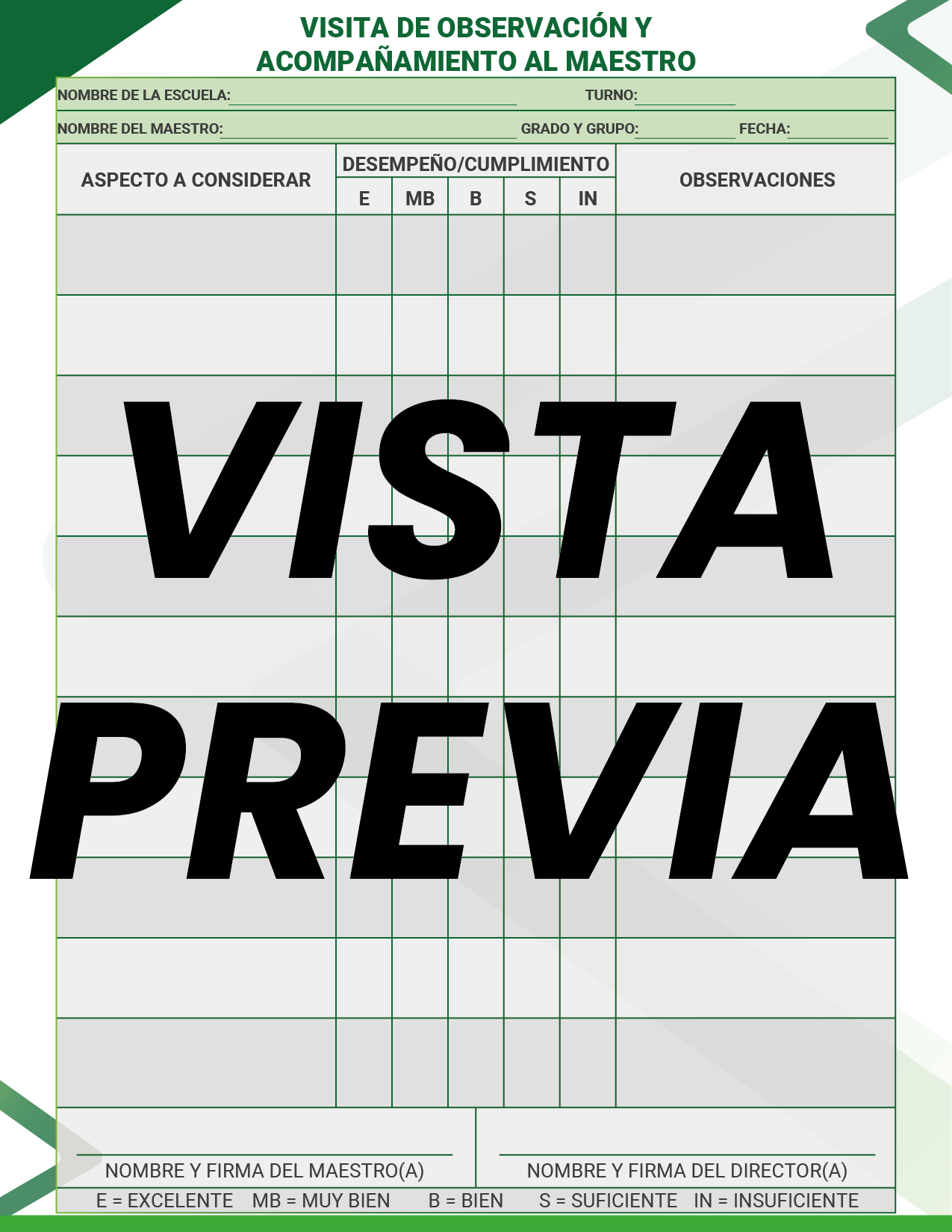Agenda Formal Verde SUPERVISOR Preescolar