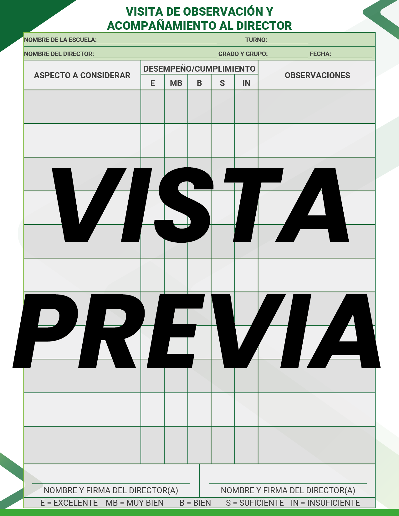 Agenda Formal Verde SUPERVISOR Preescolar