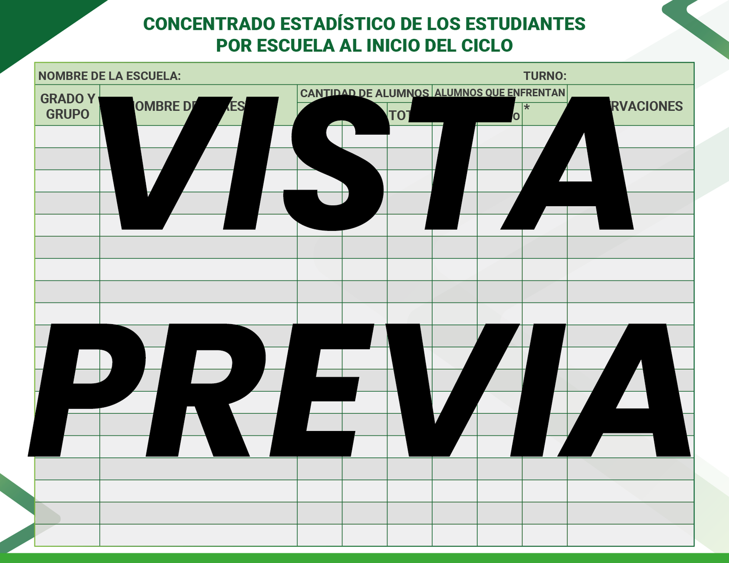 Agenda Formal Verde SUPERVISOR Preescolar