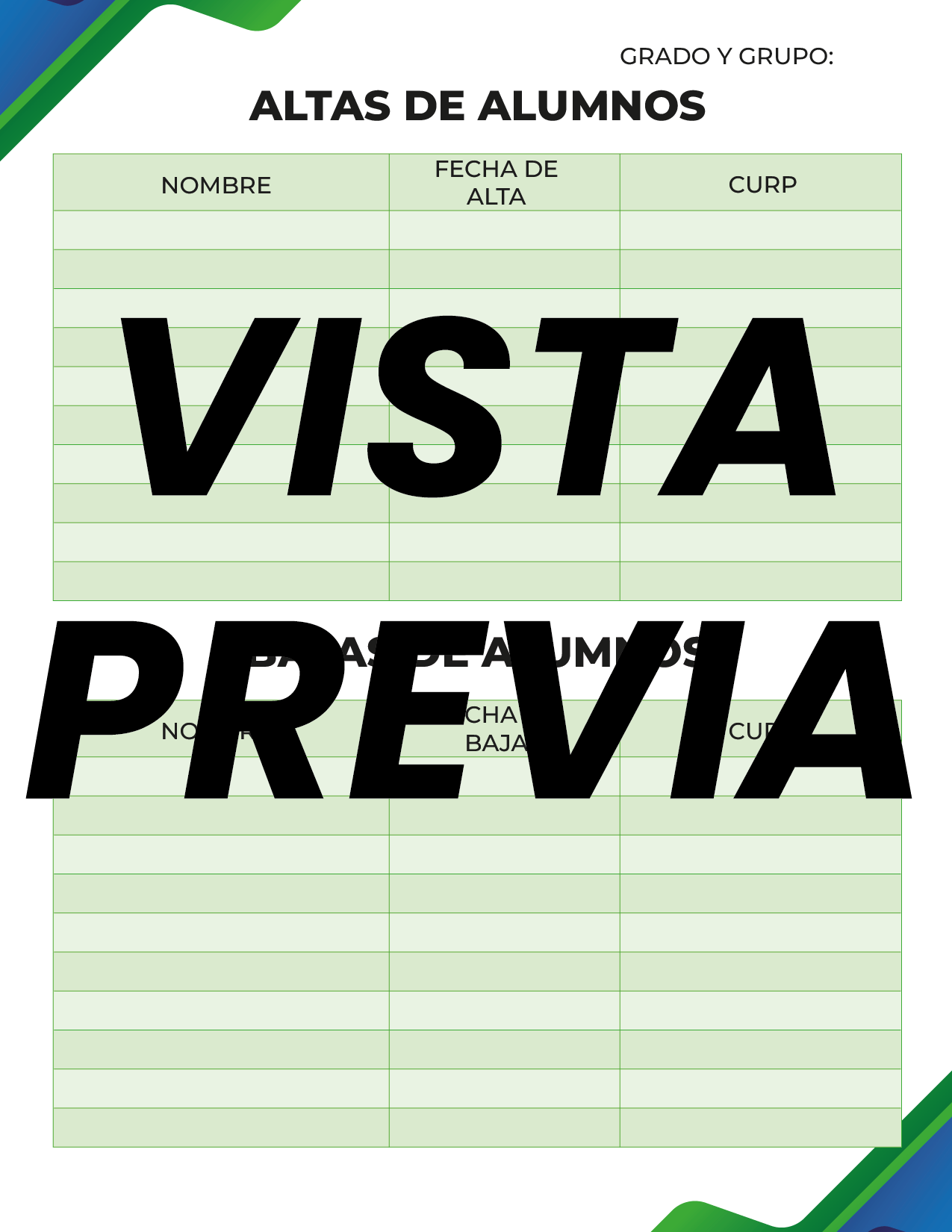 Agenda Formal Verde-azul MAESTRO Secundaria