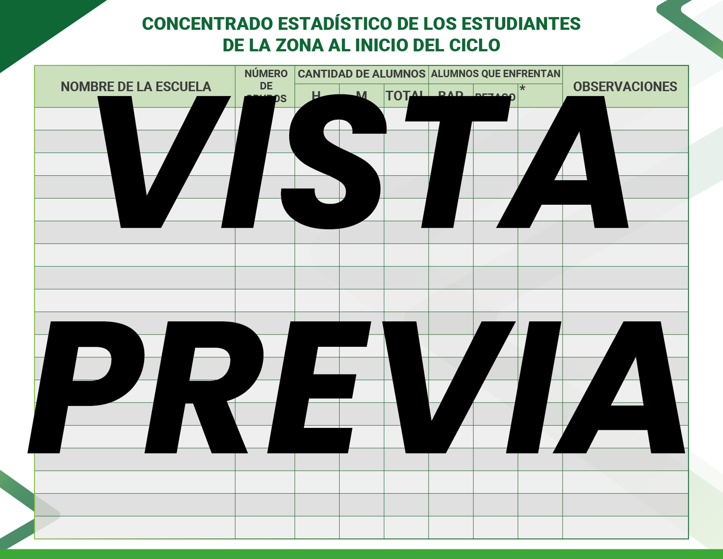 Agenda Formal Verde SUPERVISOR Preescolar