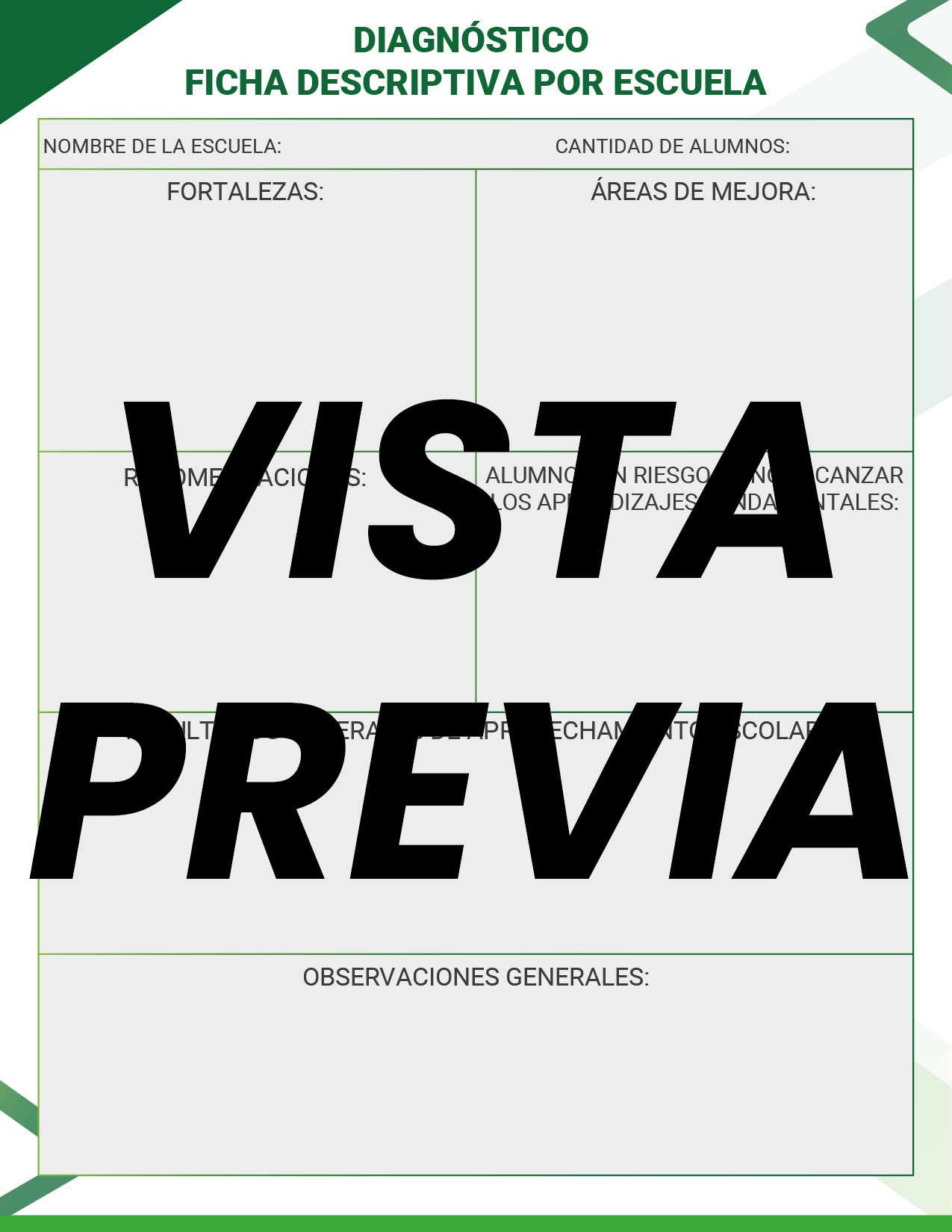 Agenda Formal Verde SUPERVISOR Preescolar