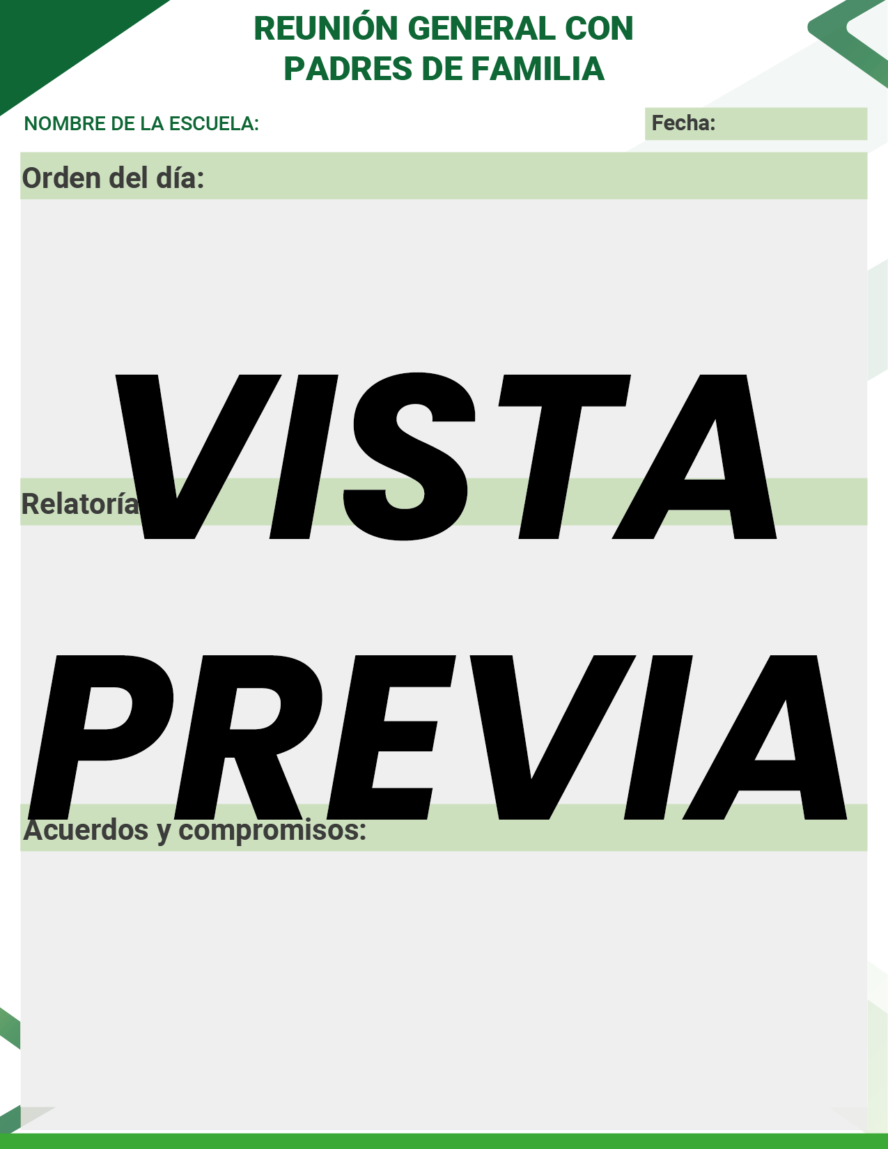 Agenda Formal Verde SUPERVISOR Preescolar
