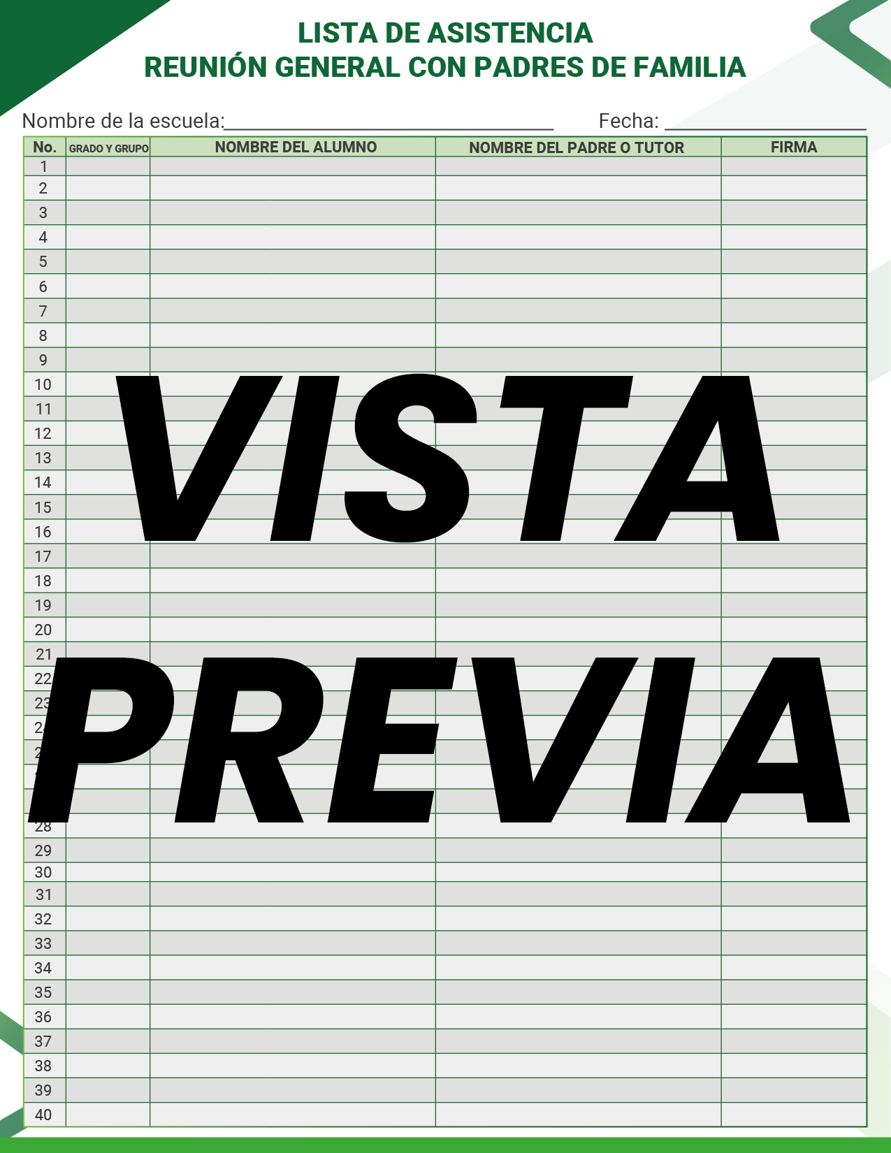 Agenda Formal Verde SUPERVISOR Preescolar