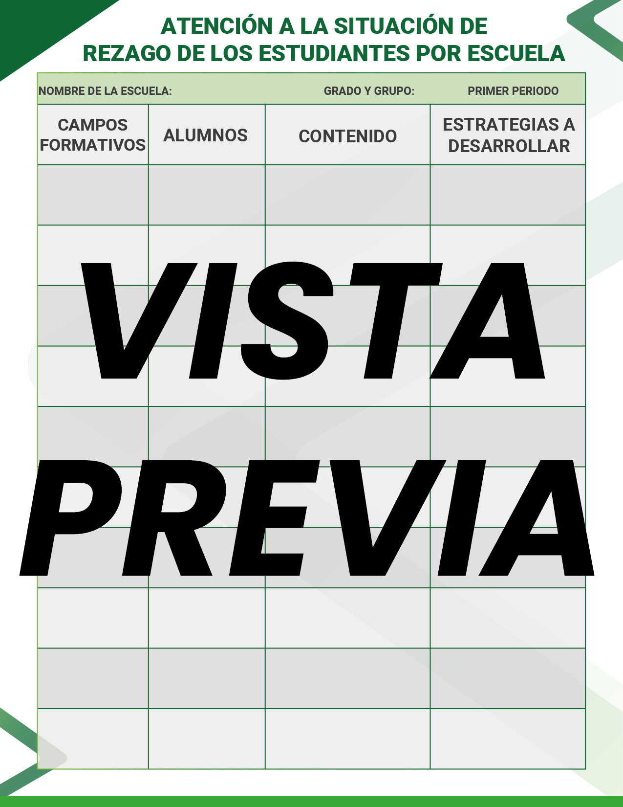 Agenda Formal Verde SUPERVISOR Preescolar
