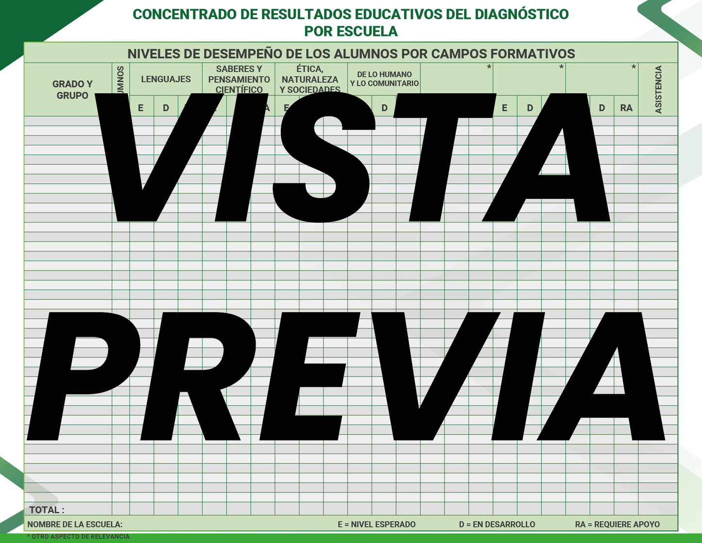 Agenda Formal Verde SUPERVISOR Preescolar