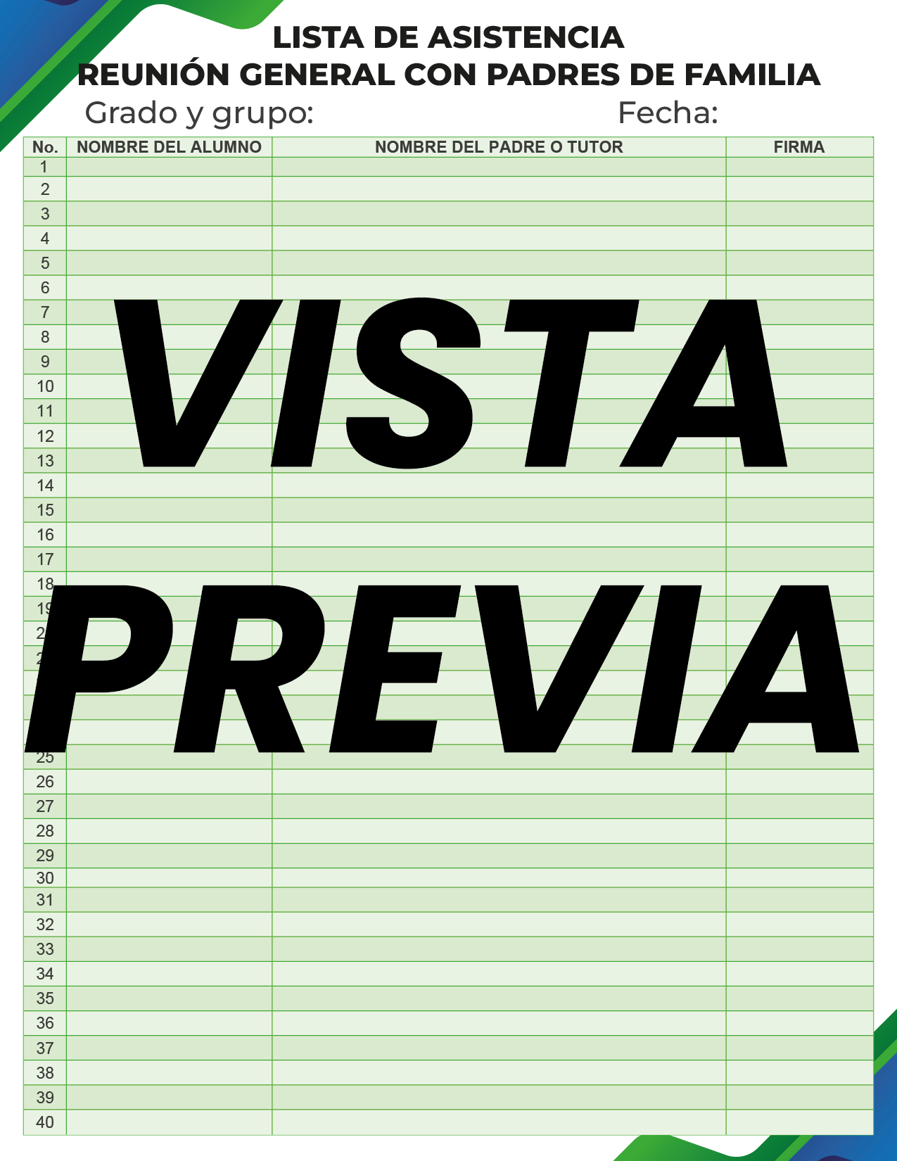 Agenda Formal Verde-azul MAESTRO Secundaria
