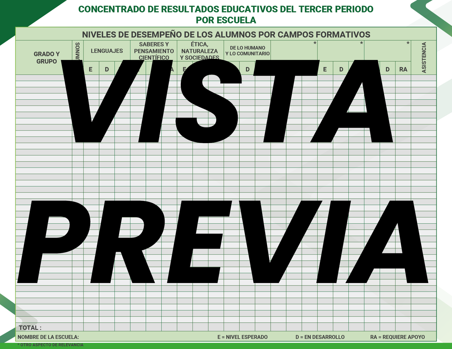 Agenda Formal Verde SUPERVISOR Preescolar