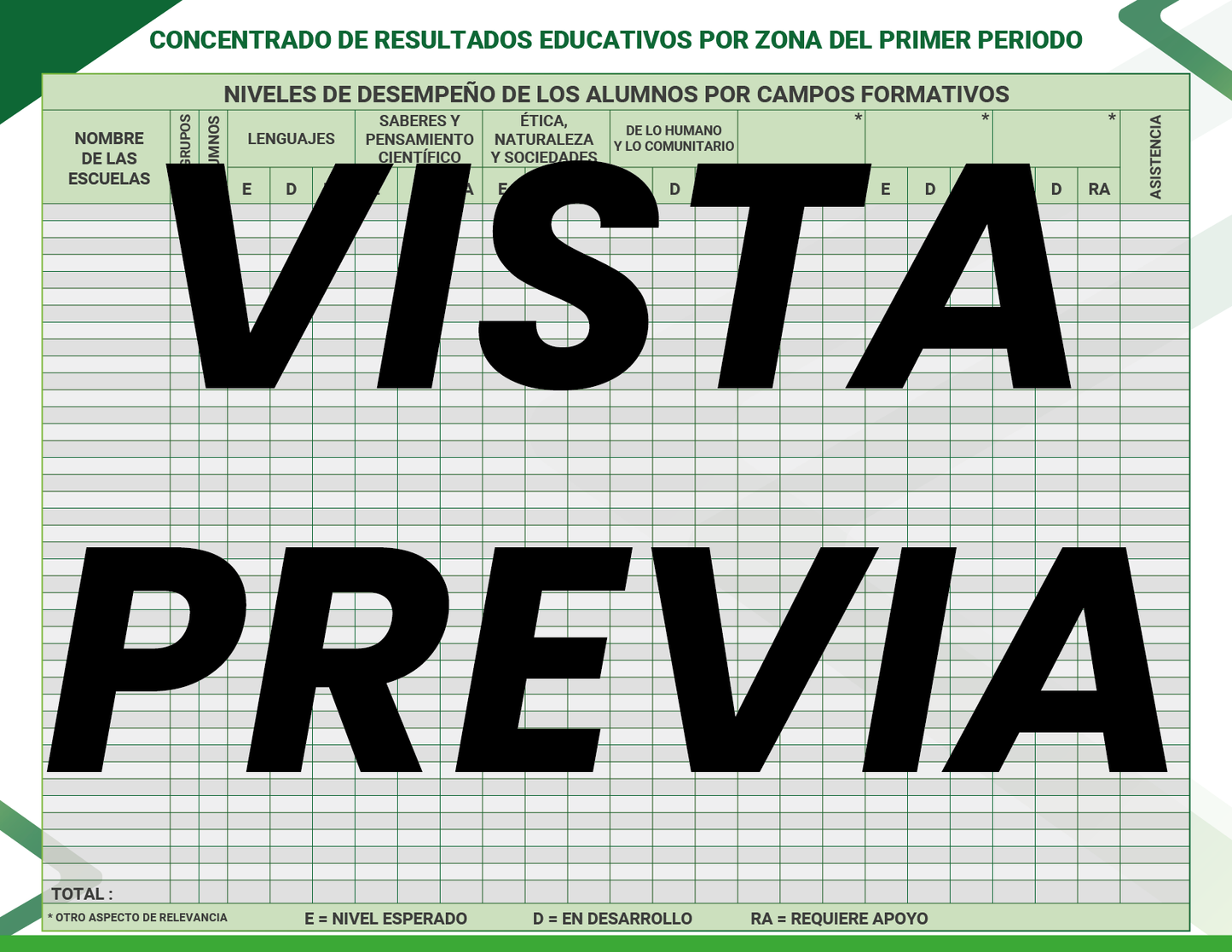 Agenda Formal Verde SUPERVISOR Preescolar